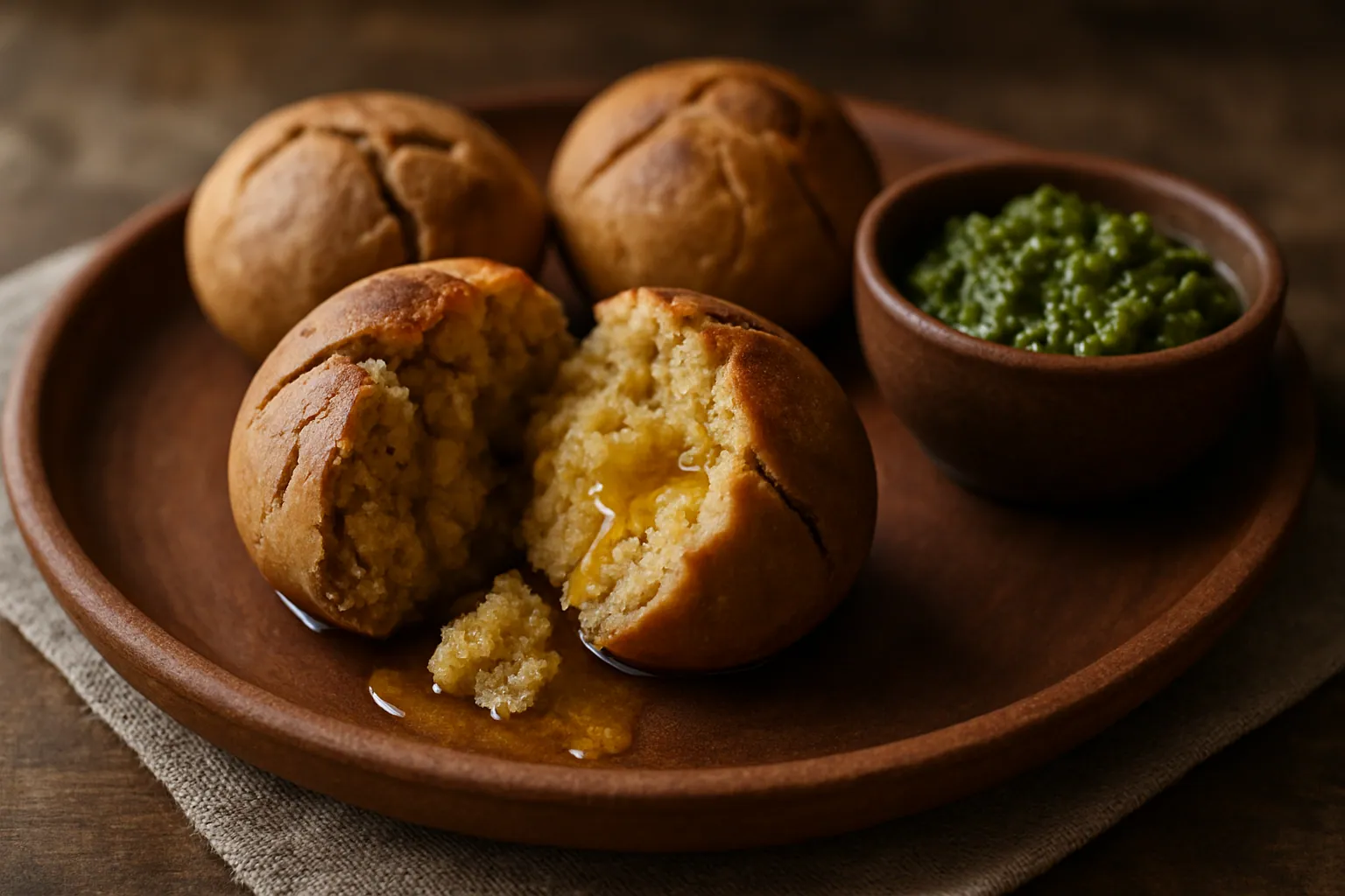 Authentic Baati Chokha served with desi ghee